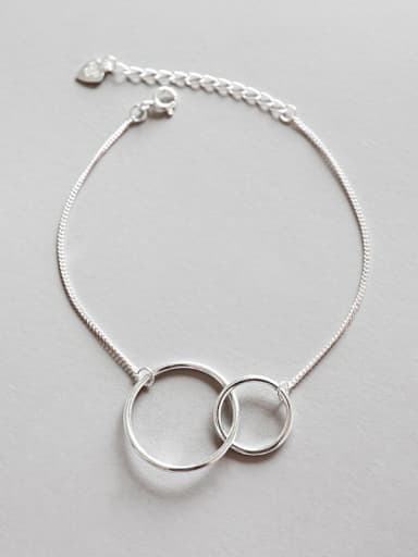 Pure silver cold wind double ring circle hand chain