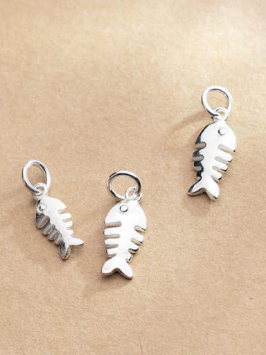 925 Sterling Silver With Silver Plated Cute Fishbone Charms