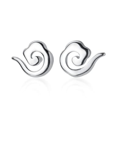 925 Sterling Silver With Platinum Plated Cute snails  Stud Earrings