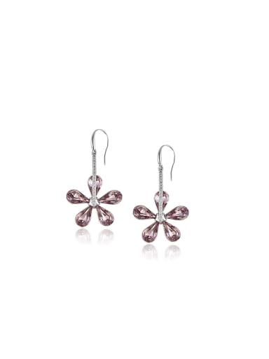 Copper Alloy White Gold Plated Fashion Flower Crystal drop earring