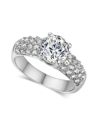 Micro Pave Zircons White Gold Plated Ring