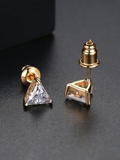 Copper With 18k Gold Plated Simplistic Triangle Stud Earrings