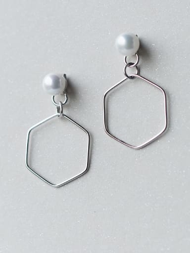 High Quality Geometric Shaped Artificial Pearl Drop Earrings