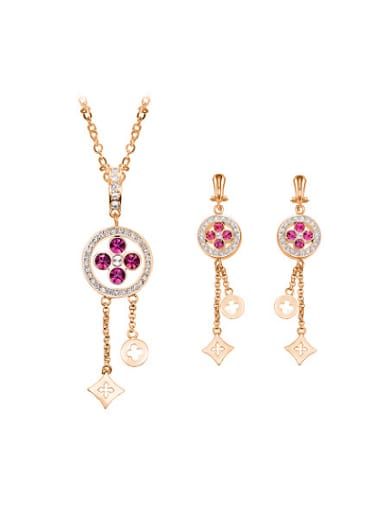 2018 2018 Alloy Rose Gold Plated Fashion Rhinestones Two Pieces Jewelry Set