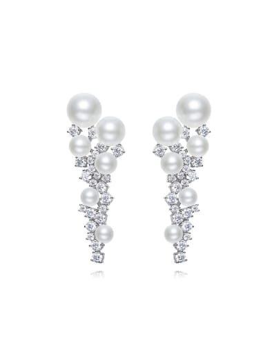Fashion Elegant Artificial Pearls Zircon Stud Earrings