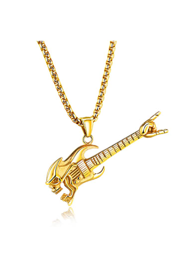Personalized Little Guitar Pendant Titanium Necklace