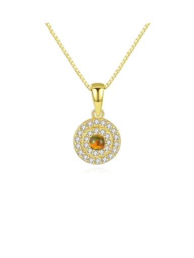 925 Sterling Silver With Cubic Zirconia  Personality Round Necklaces