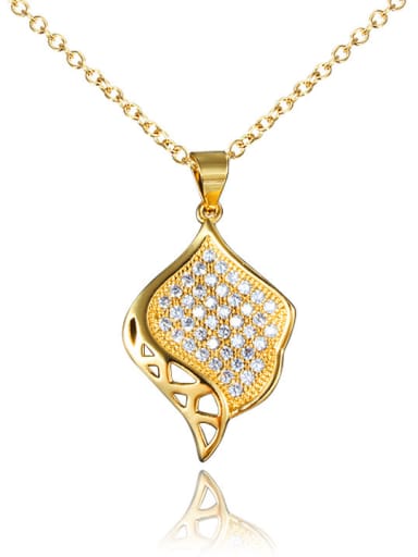 Exquisite 18K Gold Plated Leaf Shaped Zircon Necklace