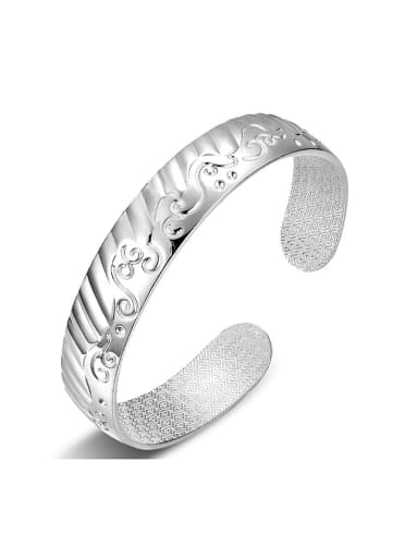 Simple 999 Silver Sea Wave Opening Bangle