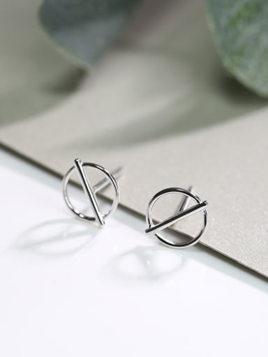 Simple Geometrical 925 Silver Stud Earrings