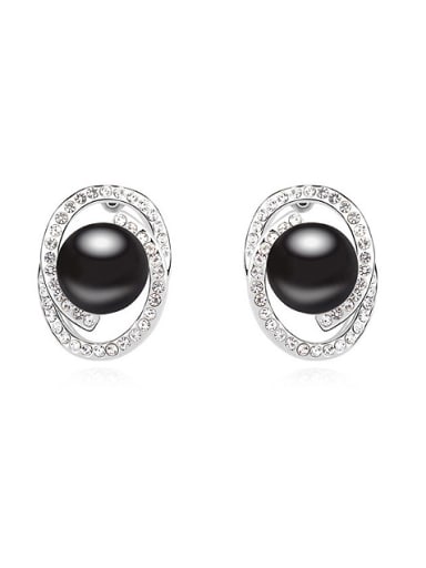 Fashion Imitation Pearls Shiny Crystals-studded Alloy Stud Earrings