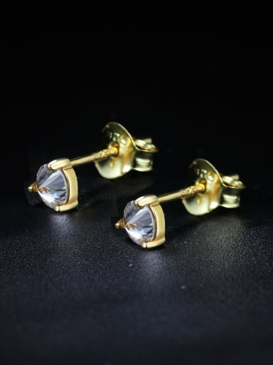 Tiny Cubic Rhinestone 925 Sterling Silver Gold Plated Stud Earrings