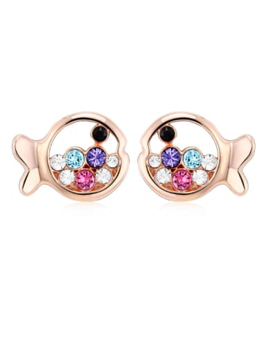 All-match Female Crystal Fish Shaped stud Earring