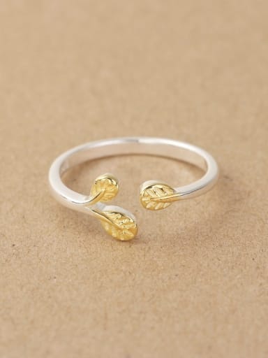 Gold Plated Leaves Opening Midi Ring