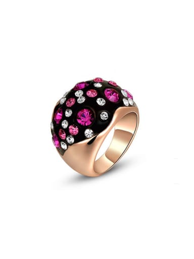 Exaggerated Double Color Austria Crystals Enamel Ring