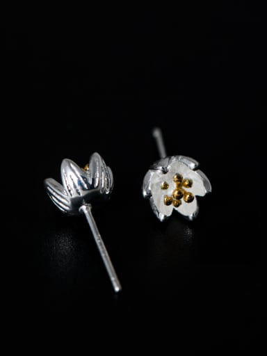 Retro style Tiny Flower 925 Silver Stud Earrings