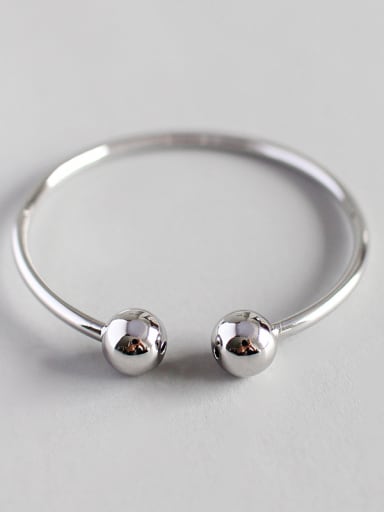 Simple geometric Pure Silver Ball Bracelet