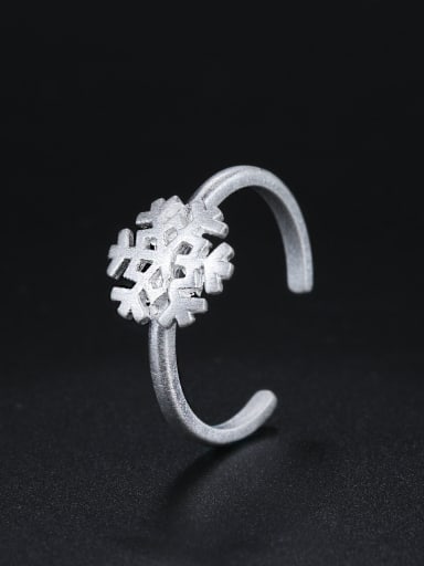 925 Sterling Silver Simple Snowflake Opening Ring