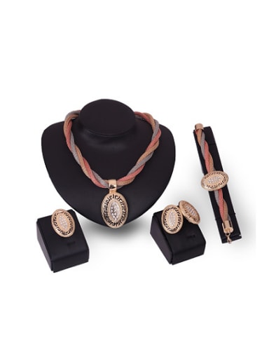 Alloy Imitation-gold Plated Fashion Oval-shaped Four Pieces Jewelry Set