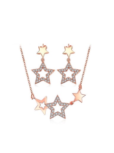 Elegant Star Shaped AAA Zircon Two Pieces Jewelry Set