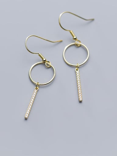 925 Sterling Silver With Cubic Zirconia Simplistic Fringe Hook Earrings
