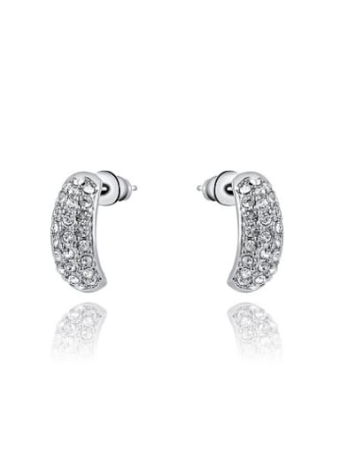 Platinum Plated Geometric Austria Crystal Stud Earrings