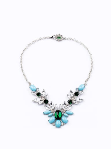 Fashion Flower Shaped Artificial Stones Alloy Necklace
