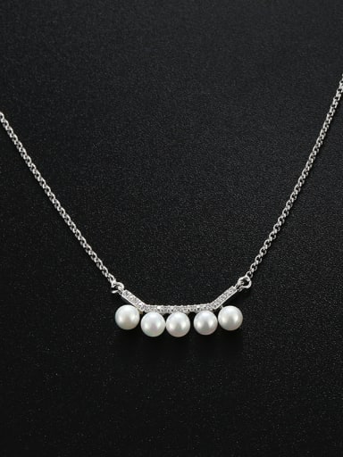 Simple Artificial Pearls Rhinestones Necklace