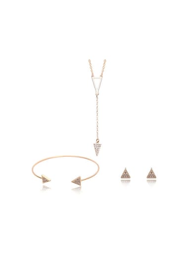 custom Alloy Imitation-gold Plated Simple style Rhinestone Three Pieces Jewelry Set
