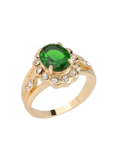 Vintage style Green Crystal Rhinestones Alloy Ring