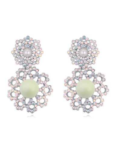 Exaggerated Imitation Pearls Tiny Cubic Crystals-covered Alloy Stud Earrings