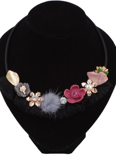 Fashion Cloth Flowers Pompon Ball Alloy Necklace