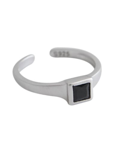 925 Sterling Silver With Platinum Plated Simplistic Matte geometric square Free Size Rings
