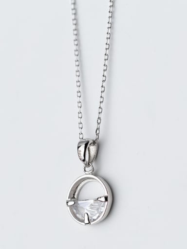 Elegant Round Shaped Rhinestones S925 Silver Necklace
