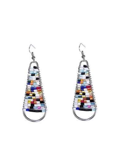 Colorful High Polished Stones Geometric Shaped Alloy Drop Earrings