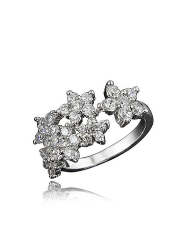 Exquisite White Gold Plated Flower Shaped Zircon Women Ring