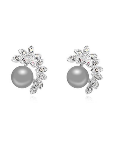 Fashion Shiny Flowery Imitation Pearl Alloy Stud Earrings