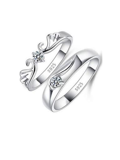 925 Sterling Silver With  Cubic Zirconia Simplistic Monogrammed loves  Band Rings