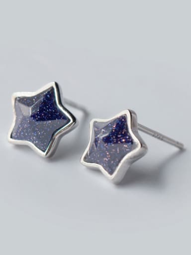S925 silver purple agate stars stud earrrings