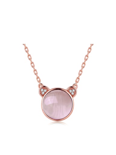 Lovely Bear-shape Pink Crystal Women Necklace
