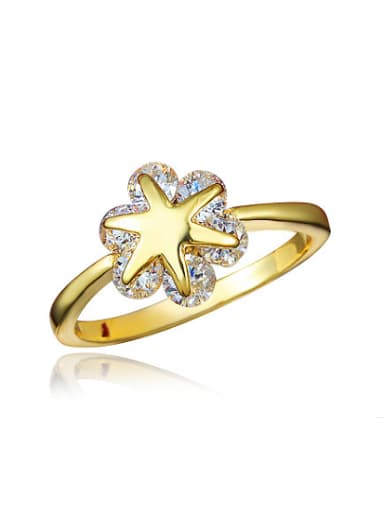 Exquisite 18K Gold Plated Star Shaped Zircon Ring
