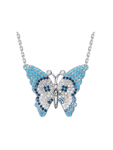 Personalized Butterfly Turquoise Stones Zircon Necklace