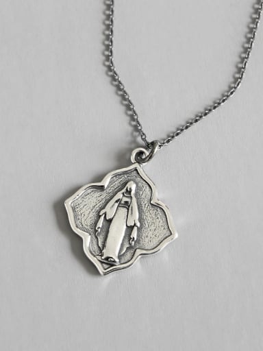 925 Sterling Silver With Antique Silver Plated Geometric Portrait Necklaces