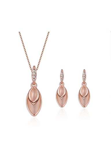 Alloy Rose Gold Plated Fashion Artificial Stones Oval shaped Two Pieces Jewelry Set