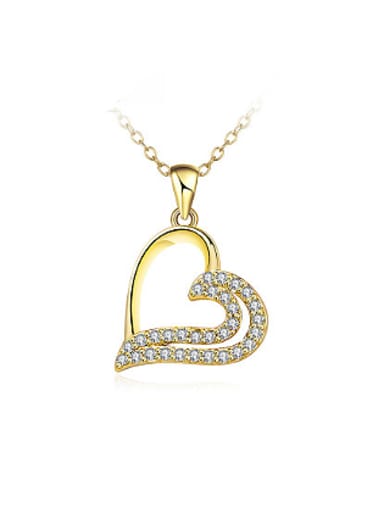 Charming 18K Gold Plated Heart Shaped Rhinestones Necklace