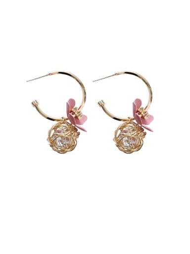 Alloy With  Acrylic Cute Hollow  Round Flower Hoop Earrings