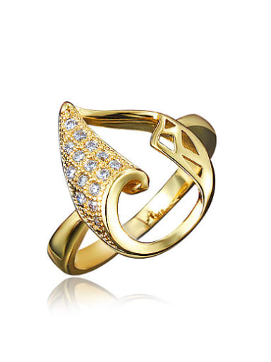 Creative 18K Gold Plated Water Drop Shaped Zircon Ring