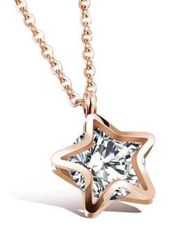 Stainless Steel With Rose Gold Plated Fashion Star Necklaces