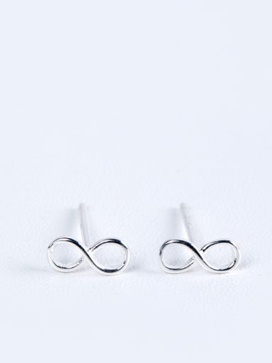 Tiny Number Eight shaped 925 Silver Stud Earrings