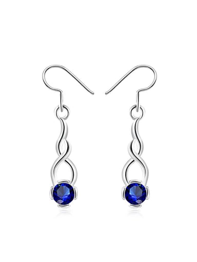 Charming Geometric Blue Glass Bead Stud Earrings